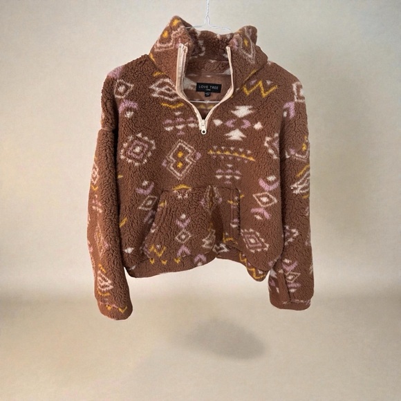 Love Tree Jackets & Blazers - Love Tree Tan Three Quarter Zip Fleece Outerwear Womans XL